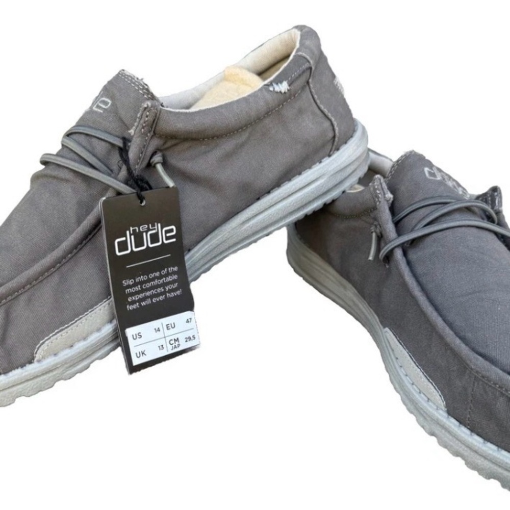 Hey Dude Men's Wally Washed Slip-On Shoes Color Lead Size 14